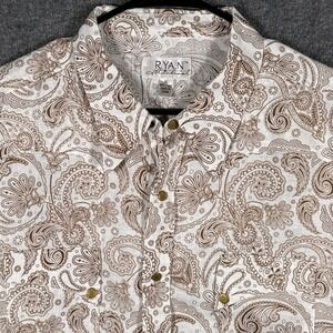 Ryan Michael Shirt Mens XL Paisley 100% Linen Western Cowboy Snap Long Sleeve